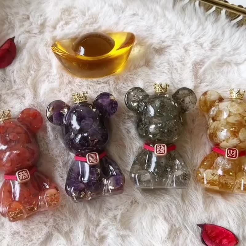 Crystal Wishing Bear New Year Gift Box | New Year Gifts New Year Decoration Gong Xi Fa Cai Red Envelopes - ของวางตกแต่ง - คริสตัล หลากหลายสี