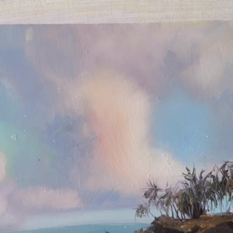 Hawaii Seascape Painting Hawaii Original Wall Art Pastel Beach Scene Artwork - วาดภาพ/ศิลปะการเขียน - วัสดุอื่นๆ 