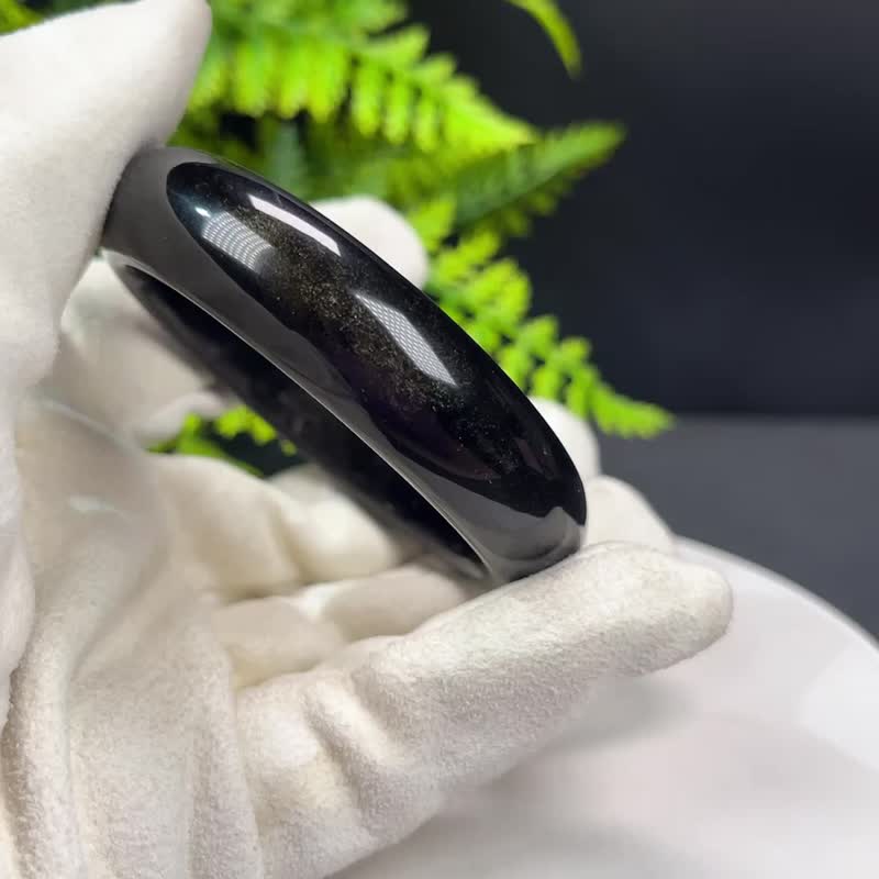 高品質 金曜石手镯 56+MM 灑金金沙黑曜石手環 魅力氣場 自信決斷 - 手鍊/手環 - 半寶石 金色