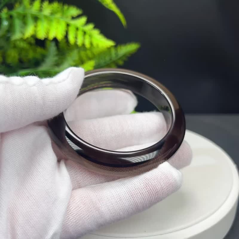高品質 玻璃體冰曜石手鐲 54MM 高冰黑曜石手環 招財聚氣果斷自信 - 手鍊/手環 - 半寶石 黑色