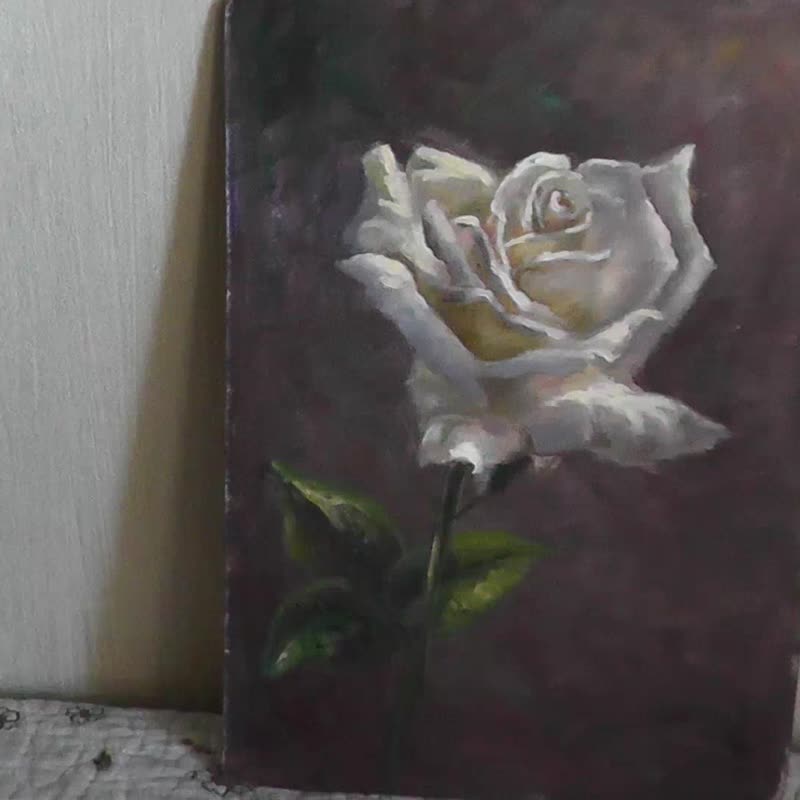 White Rose Painting Floral Original art Flowers artwork - Posters - Other Materials Multicolor