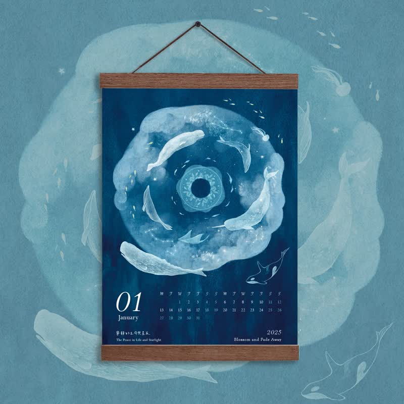 2025 Illustrated Wall Calendar (A4) – Blooming and Fading/ Comes with a PVC transparent card/ Comes with paper box - ปฏิทิน - กระดาษ 