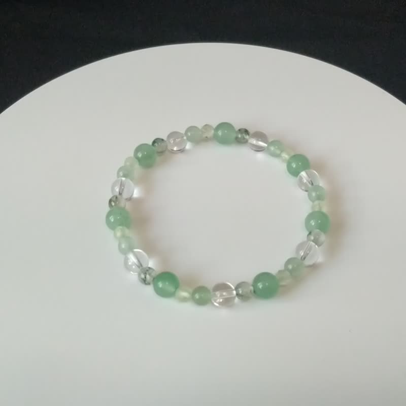 金牛座 禮物-白水晶-葡萄石-穩定情緒-水晶手鍊 - 手鍊/手環 - 水晶 綠色