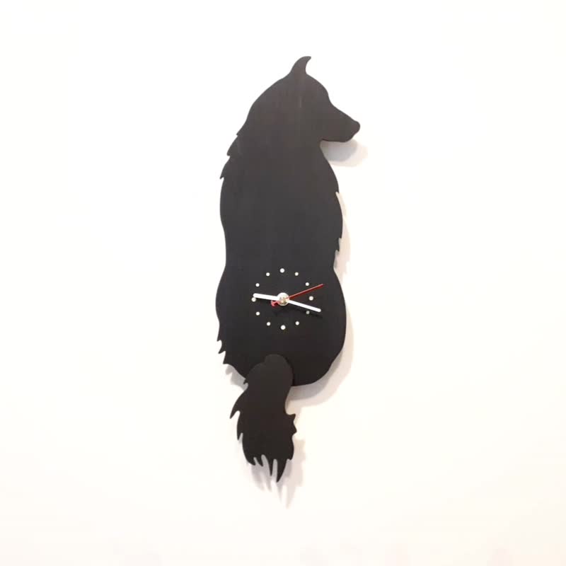 Handmade wooden creative clock I rock the most - Scottish Shepherd - นาฬิกา - ไม้ สีดำ