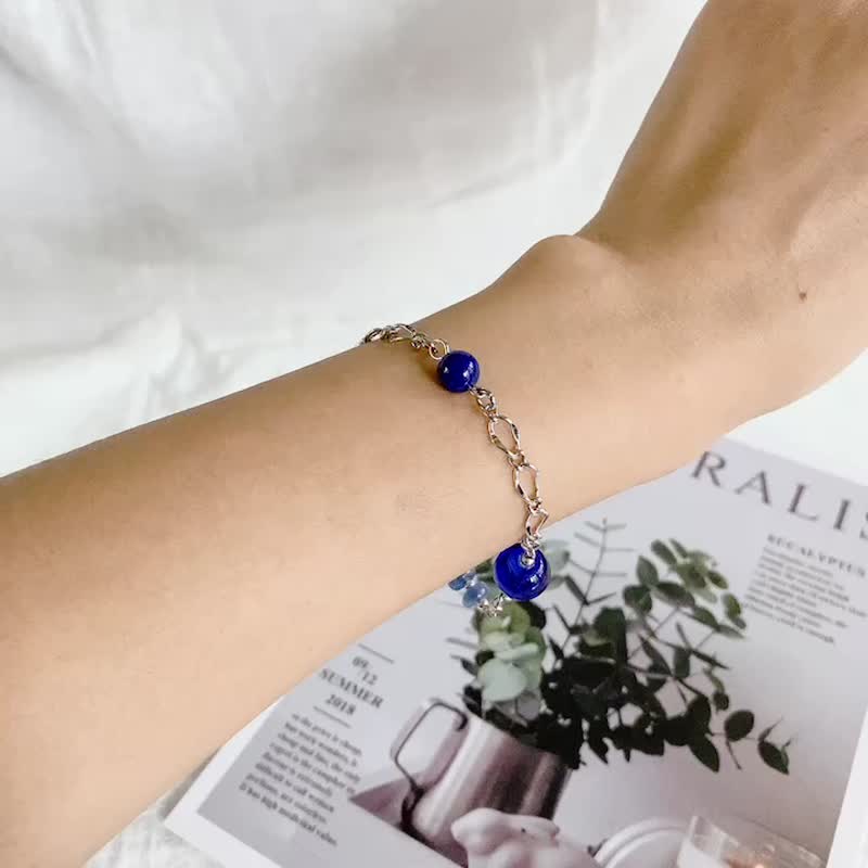 [Cinnamonmon Hina Dream] Thoroughly | Blue Crystal Essential Oil Bracelet | Christmas Jewelry - สร้อยข้อมือ - แก้ว 