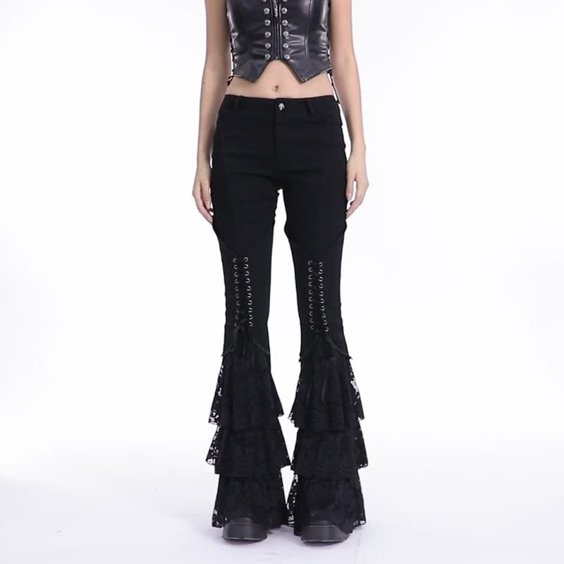 Gothic Deathstalker Lace Low Rise Jeans - Women's Pants - Other Materials Black