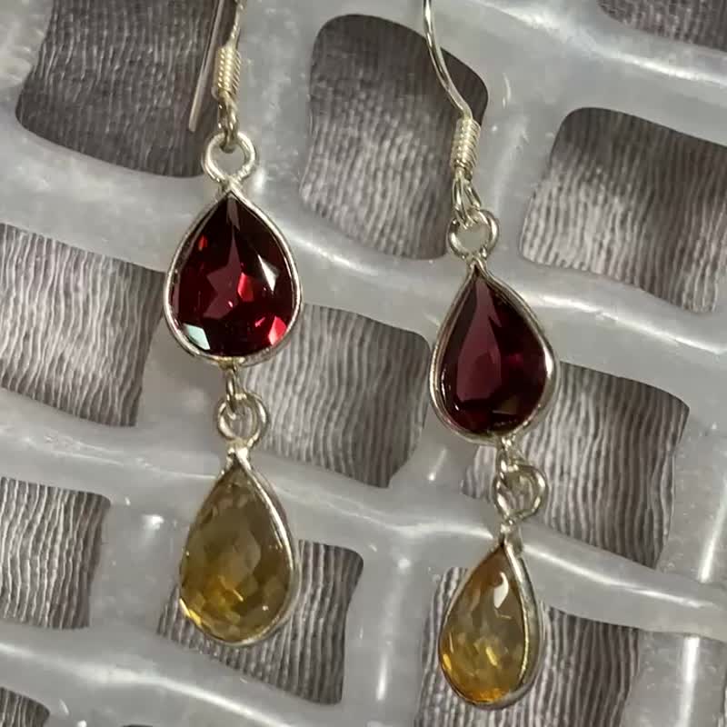 Natural Stone citrine drop earrings made in India 925 sterling silver - Earrings & Clip-ons - Crystal 