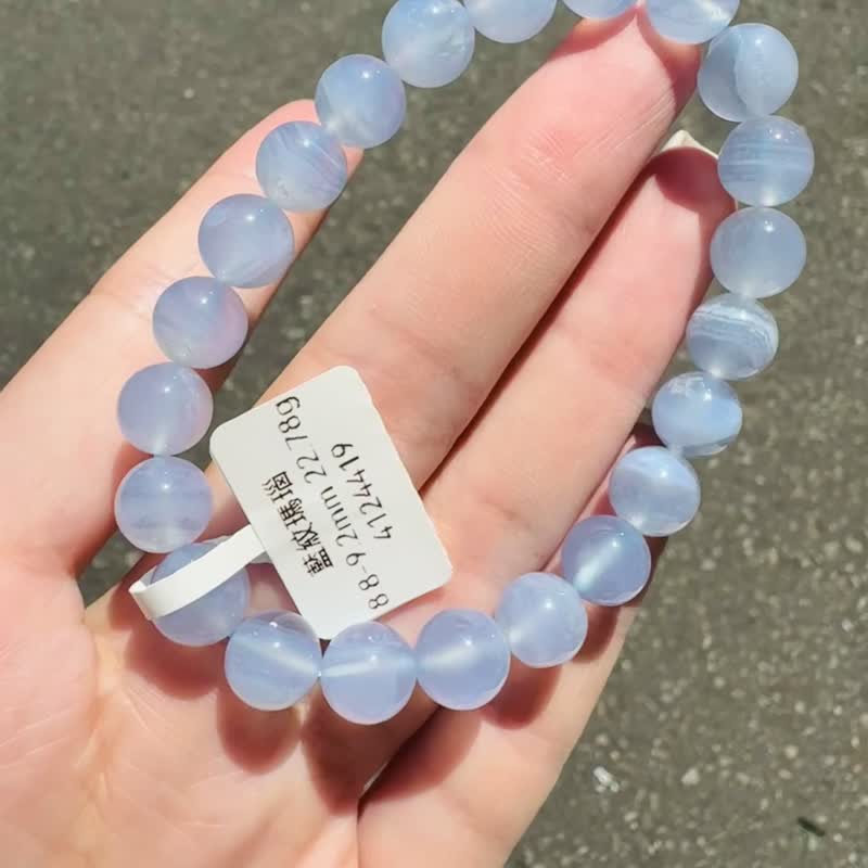 天然仙女色藍紋瑪瑙蕾絲雲朵8.8-9.2mm22.78g安撫焦慮情緒溝通順 - 手鍊/手環 - 水晶 藍色