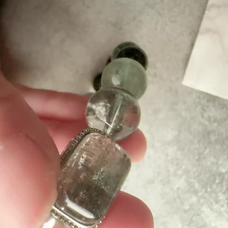 心忱-綠幽靈盒子設計 手串 - 手鍊/手環 - 水晶 綠色