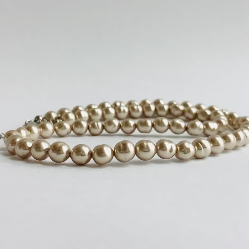 ガラスバロックパールネックレス/約6mm約42cm+5cm/カフェモカ/R/made in japan - 項鍊 - 玻璃 咖啡色