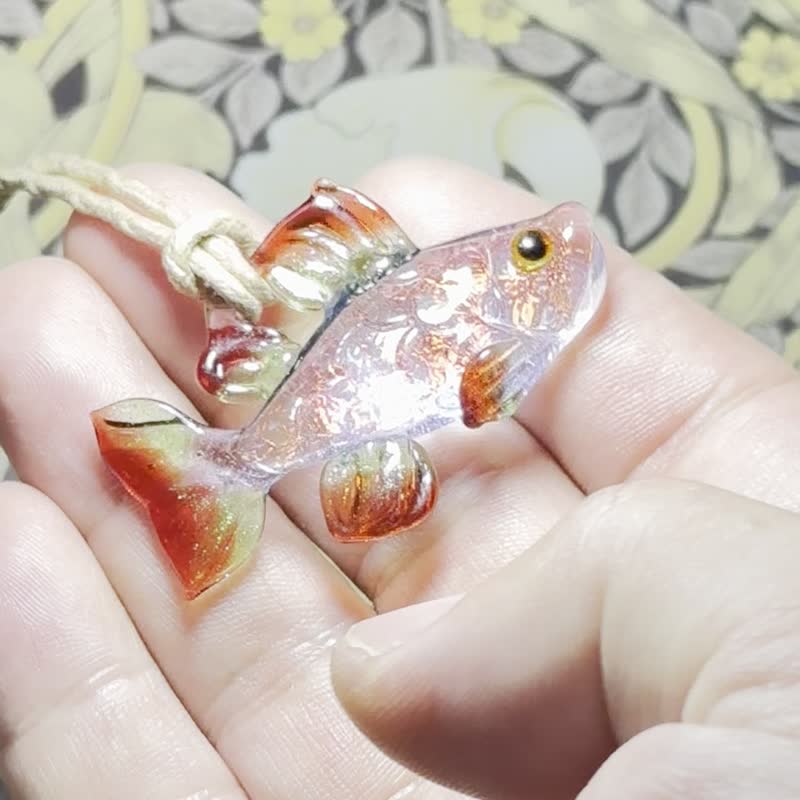 Glass fish pendant 2407132 - สร้อยคอ - แก้ว สีแดง