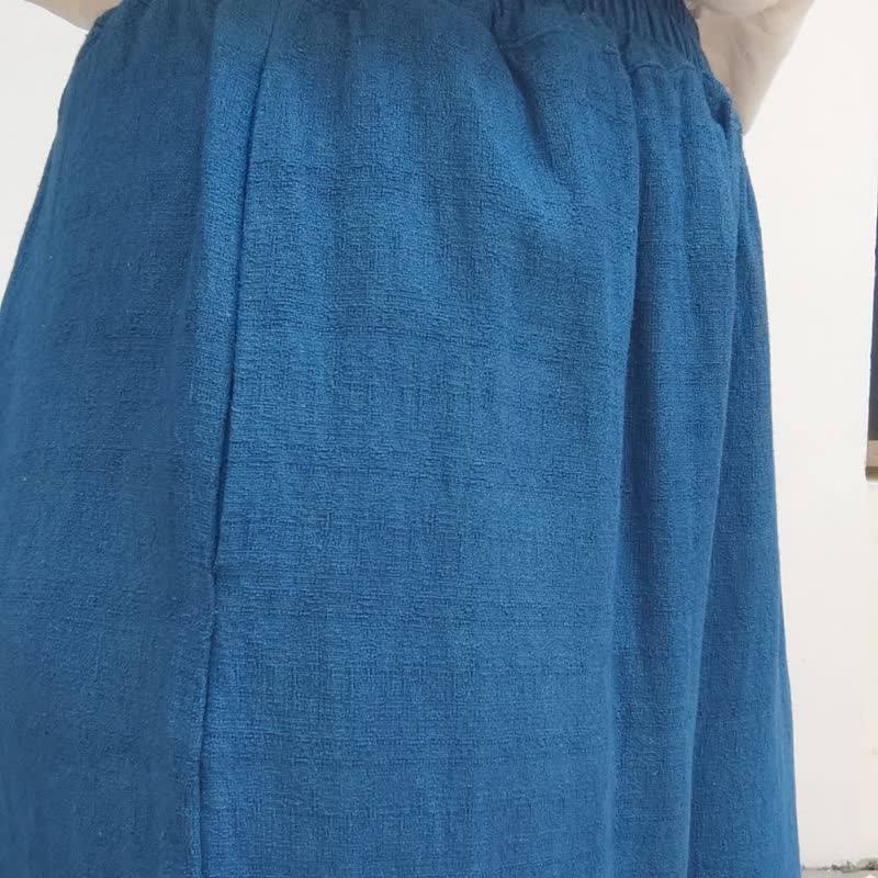 Bliss Pants - 靛藍染色寬褲 - 女長褲 - 棉．麻 藍色