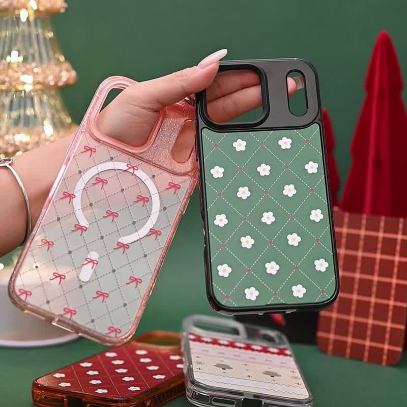 聖誕蝴蝶結 i17系列/i16系列/i15系列透明/磁吸磁換式手機殼 - 手機殼/手機套 - 塑膠 多色