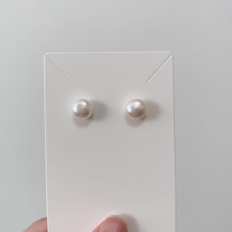925 sterling silver anti-allergic simple natural freshwater pearl earrings earrings Valentine's Day gift - ต่างหู - ไข่มุก ขาว