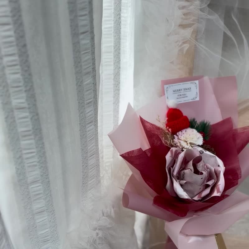 聖誕節限定款 有錢花束/交換禮物/生日/客製化禮物 - 乾燥花/永生花 - 植物．花 紅色