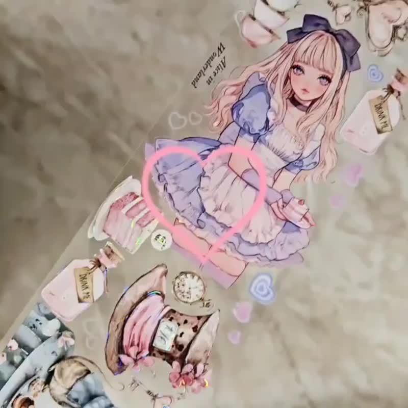 5% Set Discount_Alice & Daisy Pre-Cut Masking Tape Set – 3 Designs, 2m Each - 紙膠帶/和紙/PET - 其他材質 