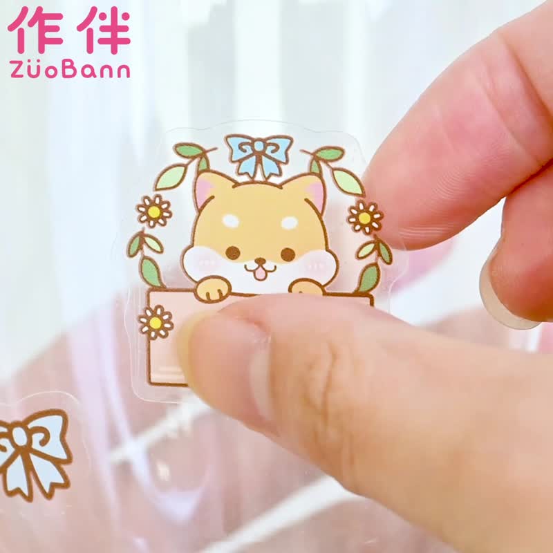 [Genuine Original] Transparent Waterproof Name Sticker-Flower Animals/50 Into-Size Through B Type - สติกเกอร์ - วัสดุกันนำ้ สีใส