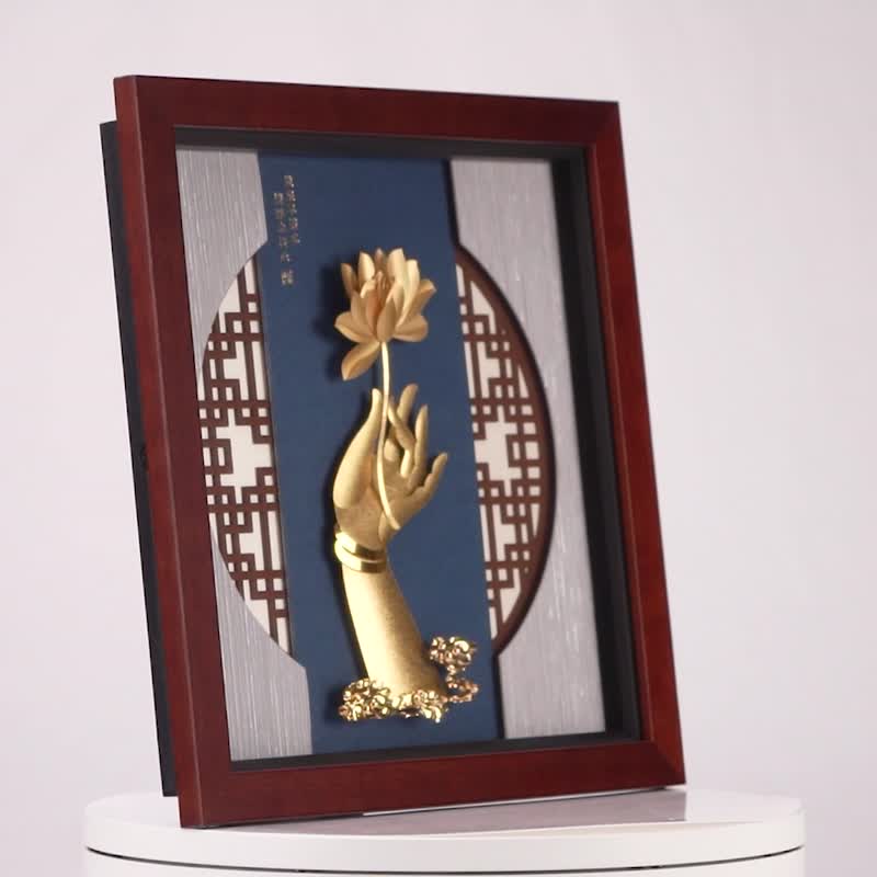 退休禮物、佛教界交流伴手禮、收藏自用 │佛手蓮花│畢業禮物 - 海報/掛畫/掛布 - 24k 金 金色