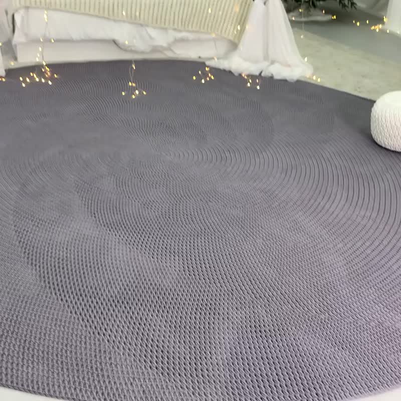 個性化鉤針圓形地毯定制尺寸鉤針手工地毯 - 地墊/地毯 - 聚酯纖維 