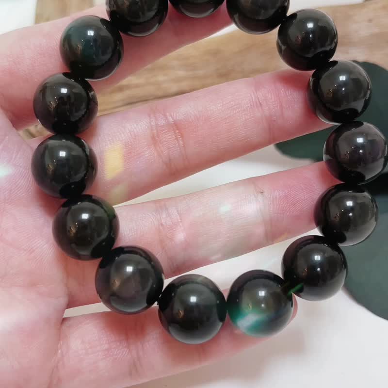 Collectible-Mexican rainbow obsidian hand beads - Bracelets - Gemstone 