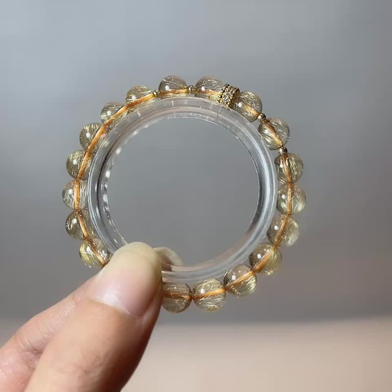 天然礦石 維納斯金髮晶 8.5mm 手鍊 - 手鍊/手環 - 寶石 金色