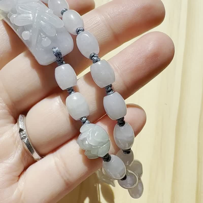 Handmade Jade Bracelet - Violet Lotus Garden - 手鍊/手環 - 玉石 紫色