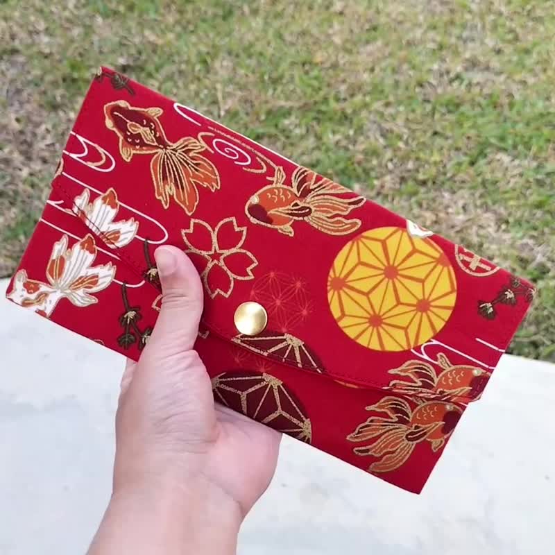 Environmentally friendly red envelope bag 24hr fast delivery/passbook storage/banknote storage/fish every year - กระเป๋าใส่เหรียญ - ผ้าฝ้าย/ผ้าลินิน หลากหลายสี