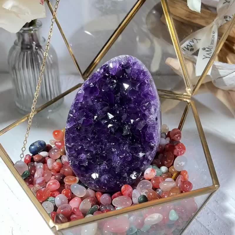 稀有 紫晶 帝王紫 ESP 恐龍蛋 紫水晶洞 紫晶洞 招財 辦公擺件 - 擺飾/家飾品 - 水晶 紫色
