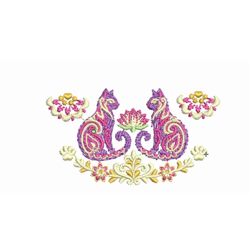 【刺繍データ販売】猫華文様エスニック刺繍リボン / つなげて使える刺繍モチーフ - 其他數位商品 - 其他材質 