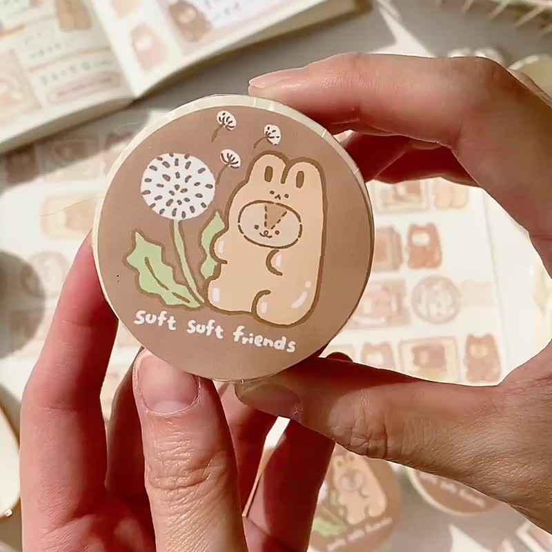 Soft/Flower Stamp Album 4th Generation/3cm Special Ink Washi Tape/With Release Paper - Washi Tape - Paper Brown