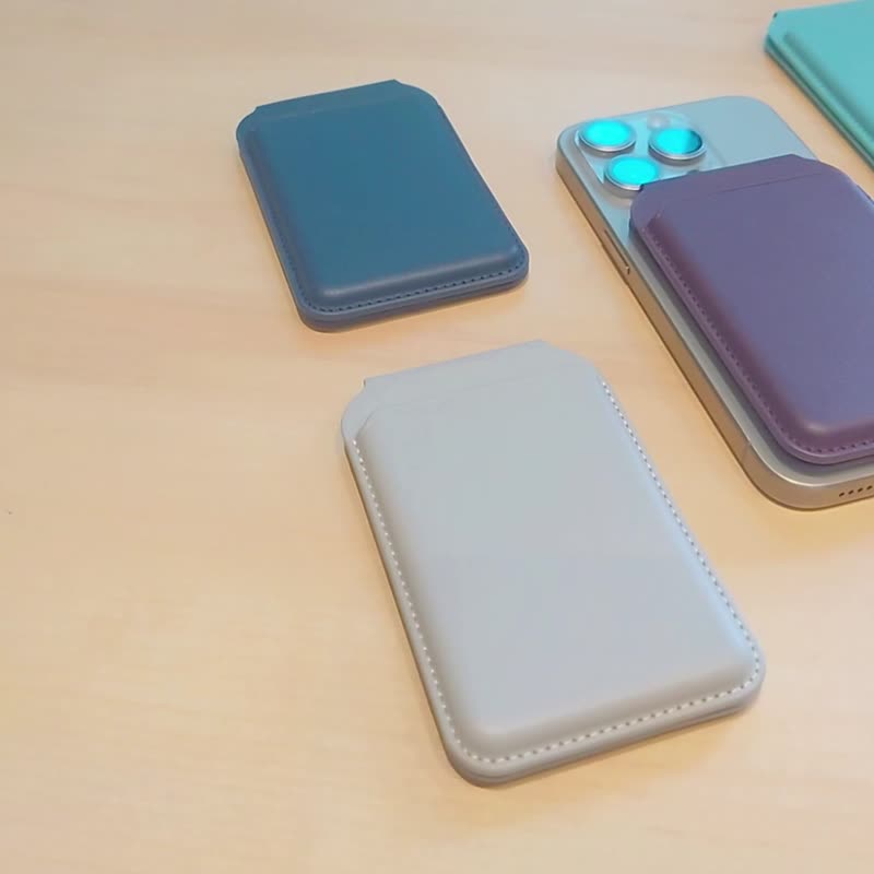 MagSafe 磁吸卡夾立架－強力磁吸、卡片收納、180度可調 - 手機/平板支架 - 人造皮革 多色