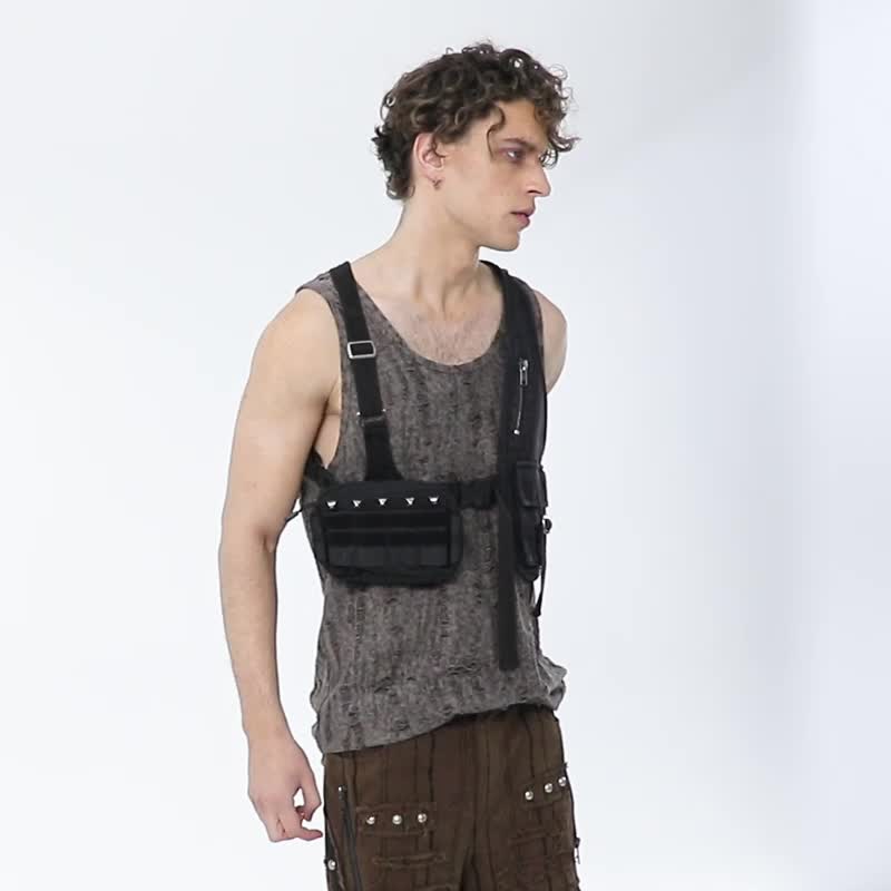 Dystopian Amulet Witchcraft Vest Backpack - Men's Tank Tops & Vests - Other Materials Black