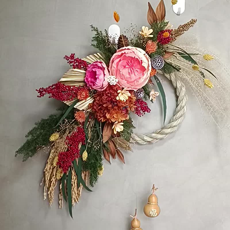 Large-scale greetings and blessings for the Spring Festival and New Year, eternal flower notes and rope hangings for the opening to celebrate the completion of the new home. - Dried Flowers & Bouquets - Plants & Flowers Red