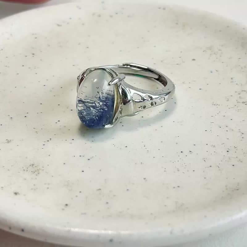 天然礦石 頂級藍線石 聚寶盆 戒指 - 戒指 - 寶石 藍色