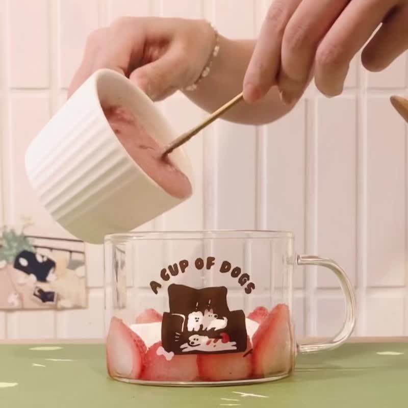 【NG出清】早餐杯 汪汪 給我來一杯狗勾 麥片優格杯 420ml - 杯子 - 玻璃 