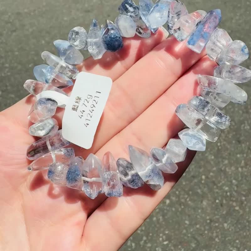 高透天然玻璃體透藍線石水晶隨行44.72g防甲狀腺亢進加強表達能力 - 手鍊/手環 - 水晶 藍色