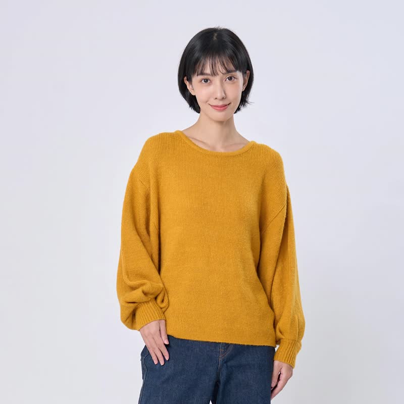 Ivy Wide-Sleeve Cropped Knit Sweater - Women's Sweaters - Cotton & Hemp Orange