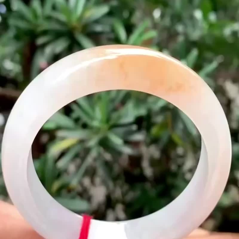 冰種 天然翡翠 緬甸 A玉 玉鐲 • 冰種初熟果子翡翠福鐲 - 手鍊/手環 - 玉石 紅色