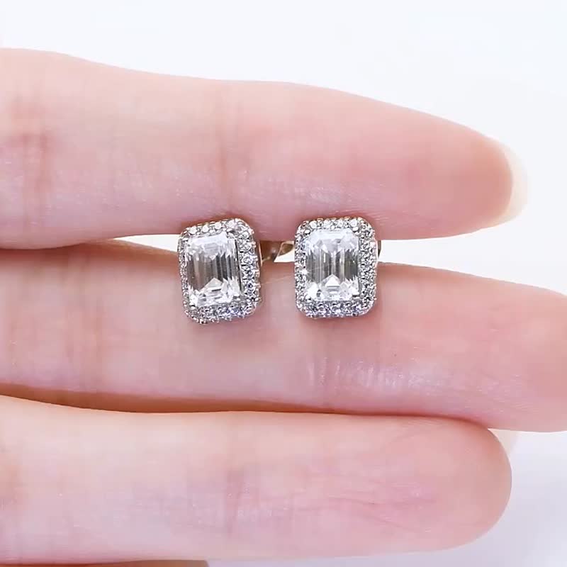 莫桑石 莫桑鑽 50分祖母綠耳環 台北門市 客製化訂製白金 - 耳環/耳夾/耳骨夾 - 其他材質 