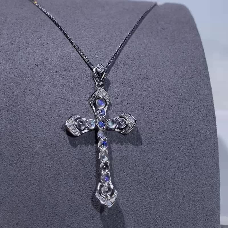 Moonstone silver necklace - Necklaces - Gemstone Transparent