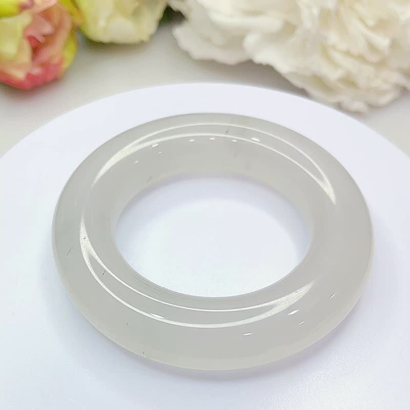 NO.63高冰種金絲玉天山冰翠寶石光手鐲 49 MM 胖圓條 天山翠手環 - 手鍊/手環 - 玉石 透明