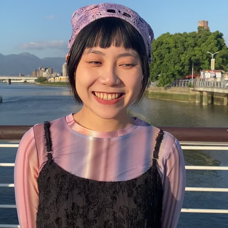 紫藤 手染編織三角髮帶 編織三角頭巾 職人手工染製 - 其他 - 棉．麻 紫色