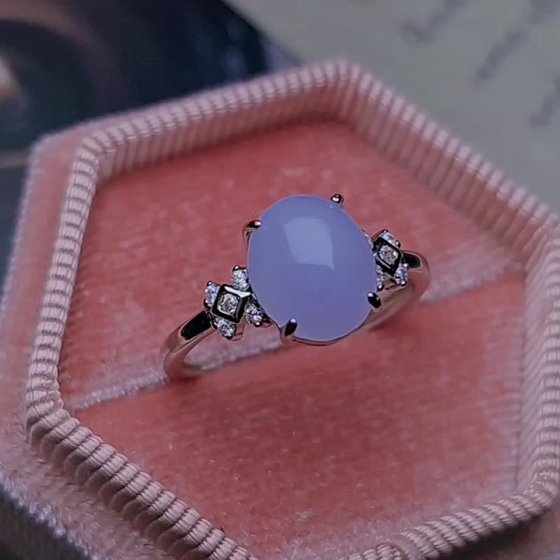 Noble Person•Peach Blossom|Ice Glue Rich Red Purple|Myanmar A Grade Jadeite Sterling Silver Plated 18k Simple Ring - แหวนทั่วไป - หยก 