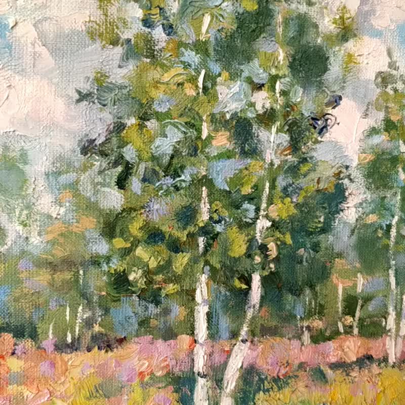 Birches Painting Nature Landscape Summer Artwork Impressionism Original Art - 海報/掛畫/掛布 - 其他材質 多色