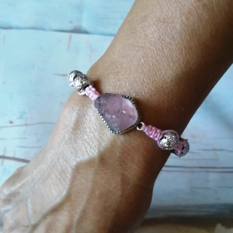 Pink Sea glass bracelet.Beach bracelet for mom.Birthday gift for her.nature gift - 手鍊/手環 - 玻璃 粉紅色