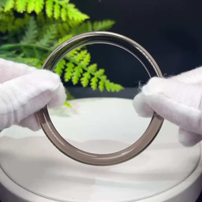 高品質 玻璃體茶晶手鐲 58MM 冰透仙女條煙晶手環 積極理智理性 - 手鍊/手環 - 水晶 