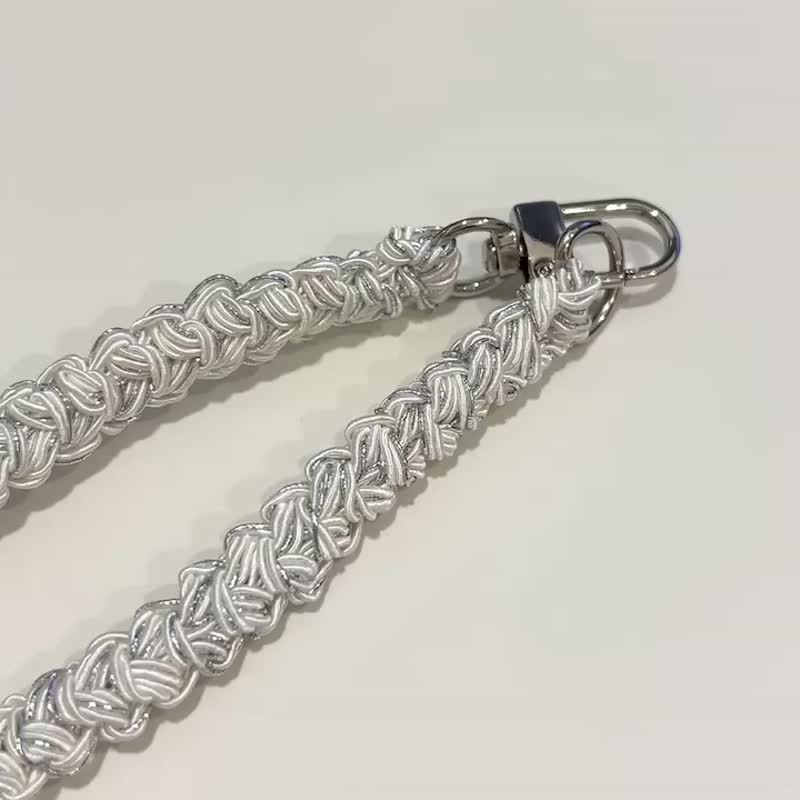 Braided mobile phone rope lanyard [pearlescent Silver]-carrying strap/mobile phone lanyard/exchange gift - Lanyards & Straps - Other Materials 