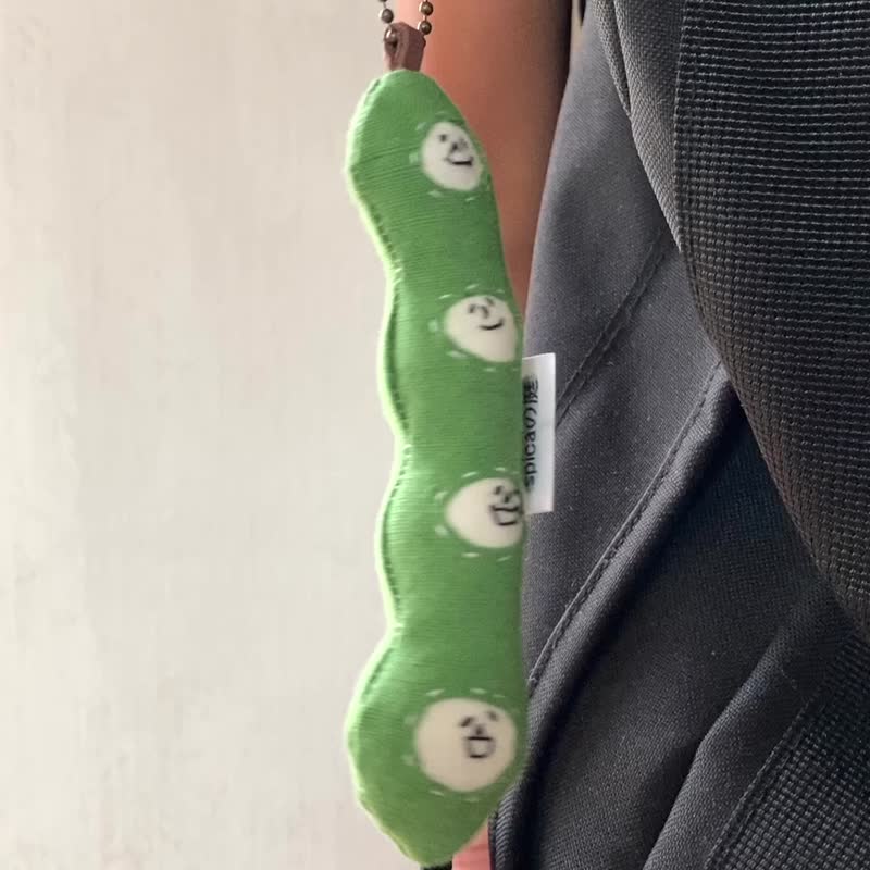 【spicachoice】豌豆人偶刺繡吊飾 - 吊飾/掛飾 - 棉．麻 綠色
