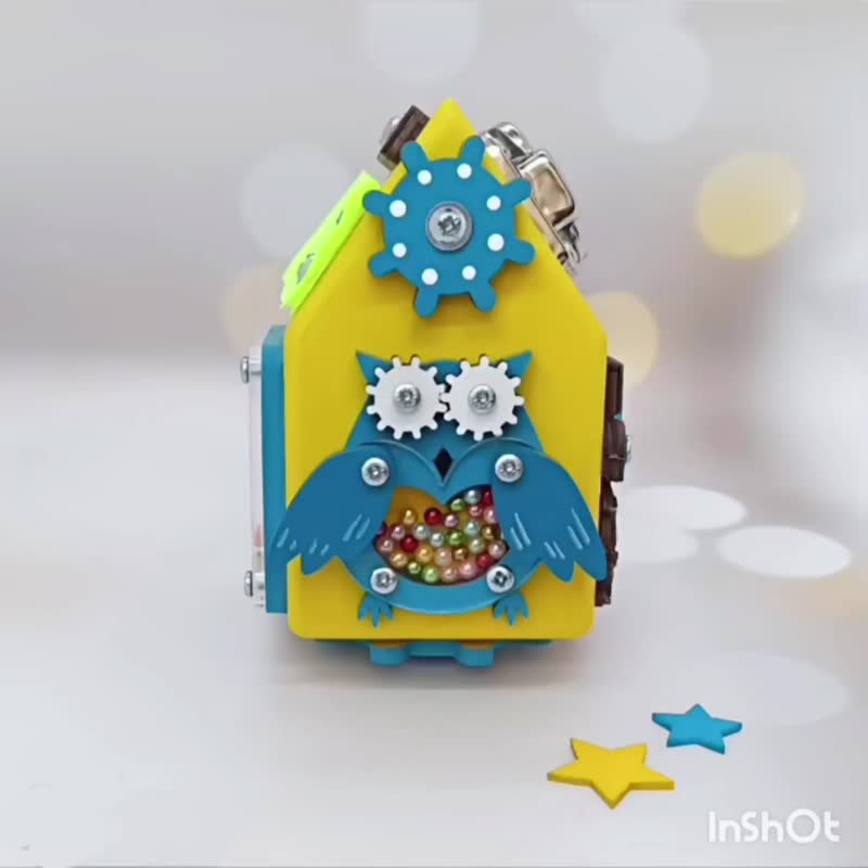 Baby wooden cube, busy board toy, fidget cube,montessori toys,sensory toy - 寶寶/兒童玩具/玩偶 - 木頭 黃色