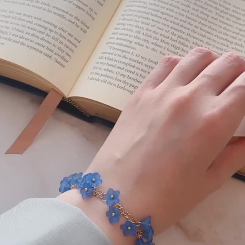 Blue / 青いわすれな草のブレスレットウォッチ　LI149 - 女錶 - 其他金屬 藍色